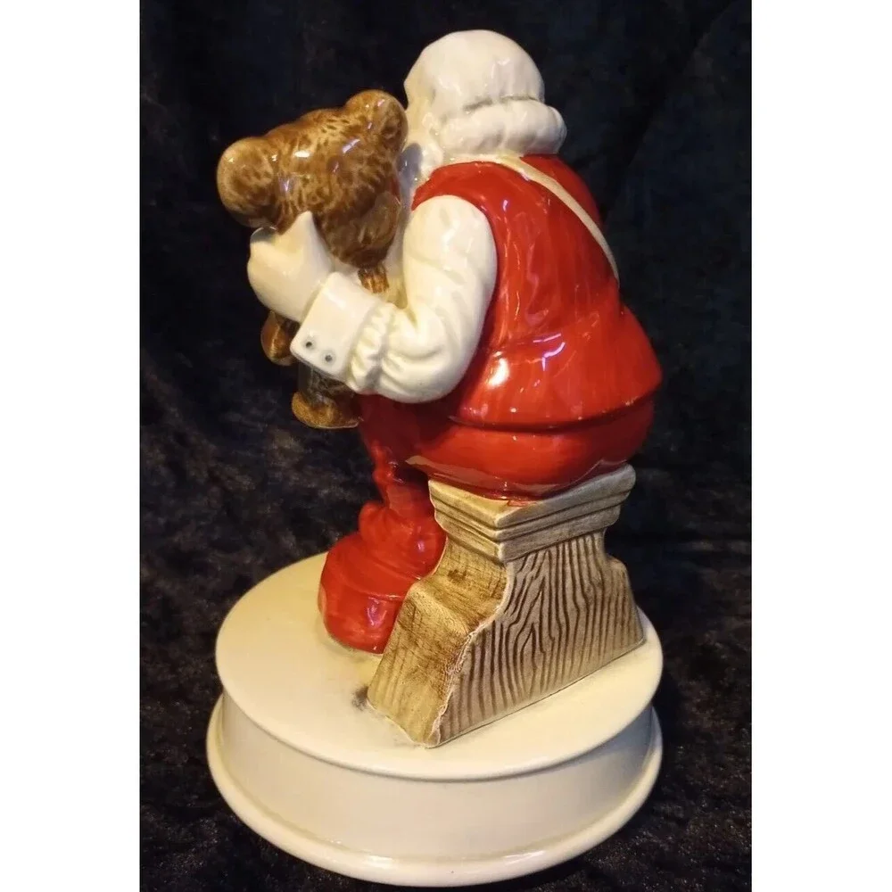 Otagiri Japan Ceramic Santa Work Shop Wind Up Music Box We Wish You Merry Xmas